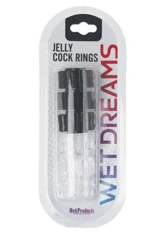 Hung Pleasure Stars Jelly Cock Rings - Black/Clear - 6 Per Pack