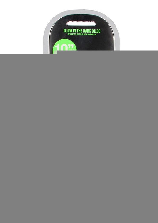Realrock Slim Glow In The Dark Dildo with Suction Cup - Glow In The Dark/Green - 10in