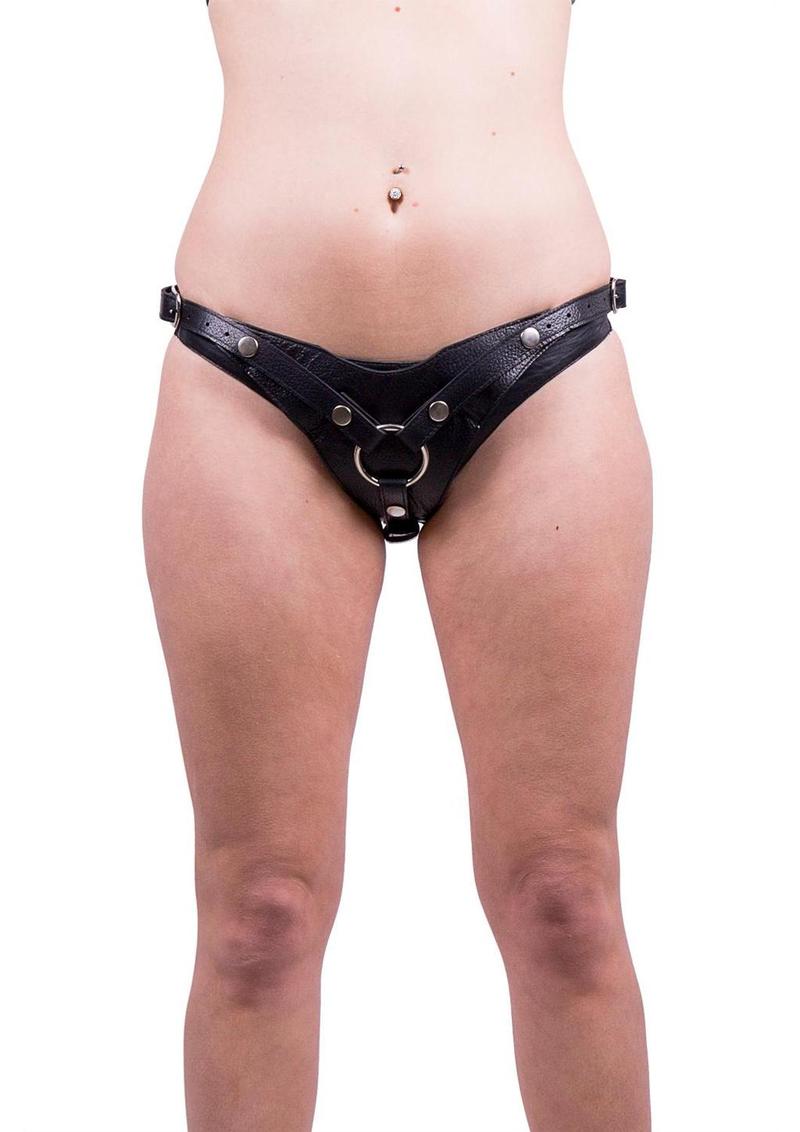 Rouge Female Dildo Leather Harness