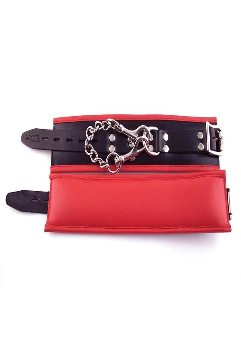 Rouge Padded Leather Adjustable Wrist Cuffs