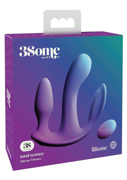 3Some Total Ecstasy Silicone Rechargeable Vibrator with Remote Control - Purple