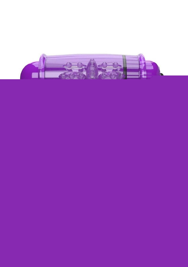 4b Double Wammy Silicone Rechargeable Dual Vibrating Couples Cock Ring - Grape