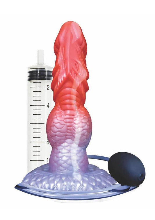 Alien Nation Eruptor Silicone Self Lubricating Dildo - Red/Silver