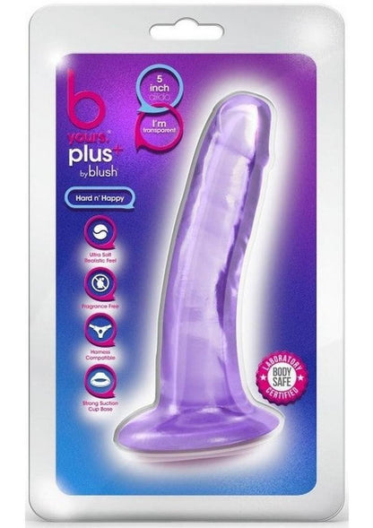 B Yours Plus Hard N' Happy Realistic Dildo - Purple - 5.5in