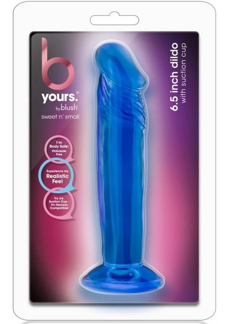 B Yours Sweet N' Small Dildo with Suction Cup - Blue - 6in