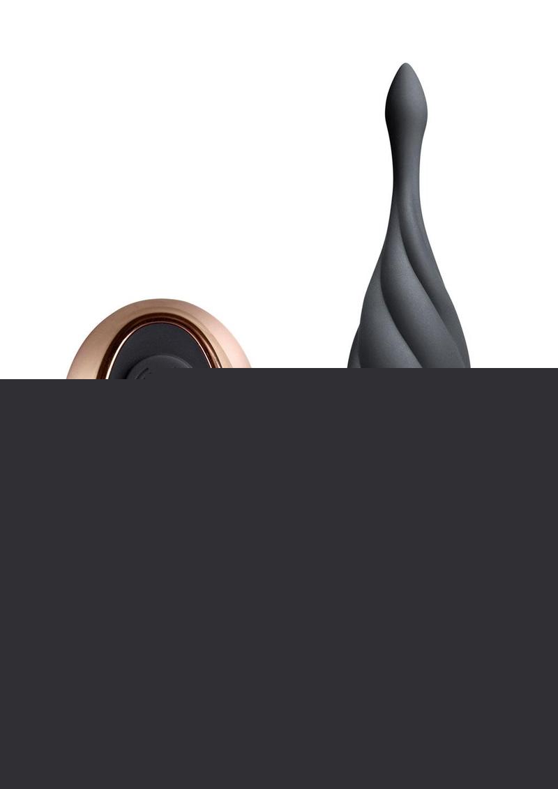 Discover Rechargeable Silicone Anal Vibrator with Remote Control - Black/Rose Gold