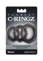 Fantasy C-Ringz Silicone Designer Stamina Cock Ring - Black - Set