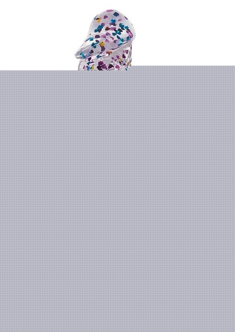 Glittergasm Realistic Clear Dildo with Balls and Suction Cup - Red/Orange/Golden Glitter - Gold/Orange/Red