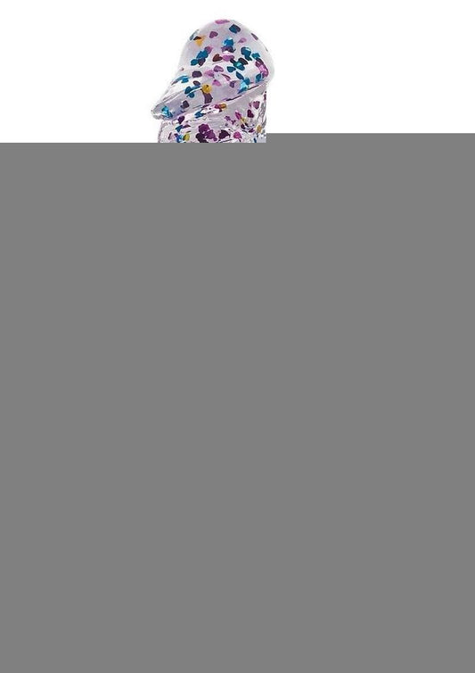 Glittergasm Realistic Clear Dildo with Balls and Suction Cup - Red/Orange/Golden Glitter - Gold/Orange/Red