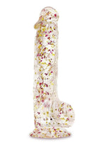 Glittergasm Realistic Clear Dildo with Balls and Suction Cup - Blue/Purple/Violet Glitter - Blue/Purple