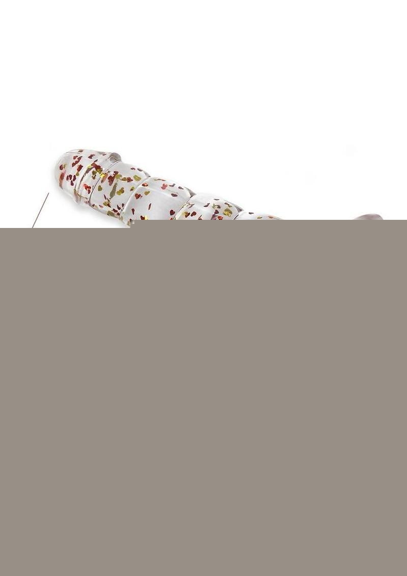 Glittergasm Swirl Clear Dildo with Suction Cup - Orange/Red/Golden Glitter