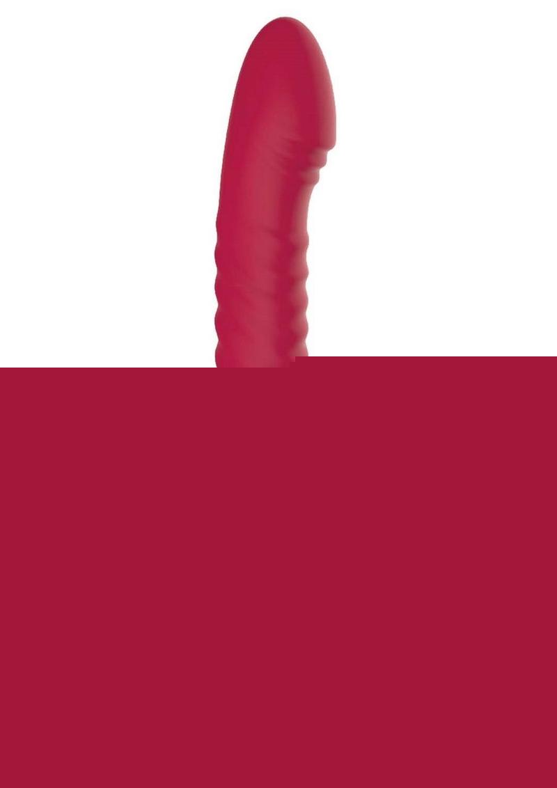 Goddess Thrusting Delight Rechargeable Silicone Dual Stimulating Vibrator - Red