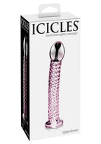 Icicles No 53 Textured Glass Dildo - Clear/Pink - 6.75in