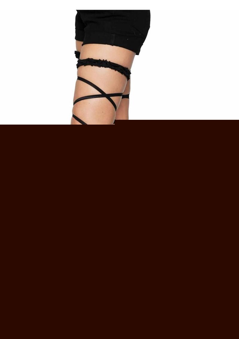 Leg Avenue Garter Leg Wrap - Black - One Size - Set