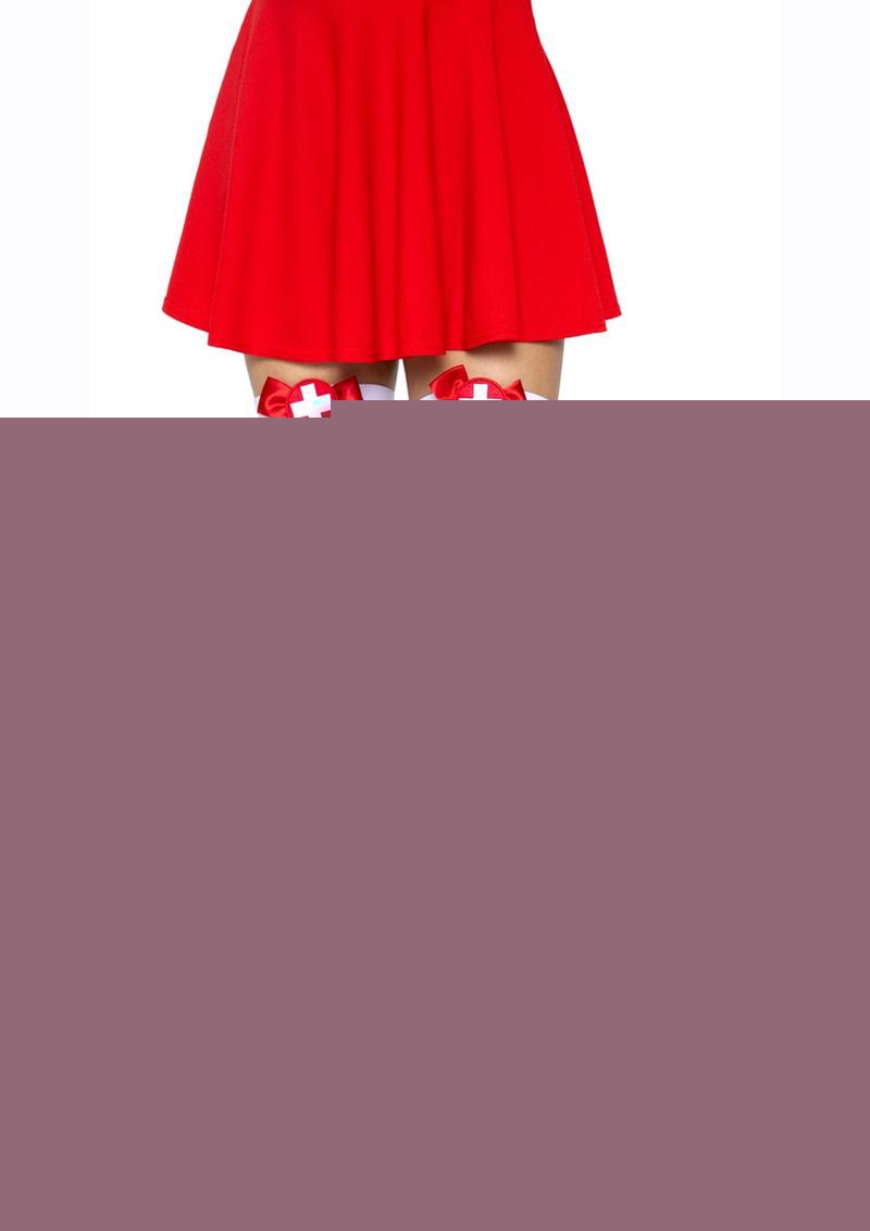 Leg Avenue Industrial Net Thigh High - Red/White - One Size