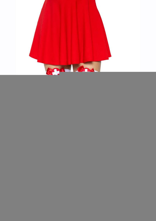 Leg Avenue Industrial Net Thigh High - Red/White - One Size