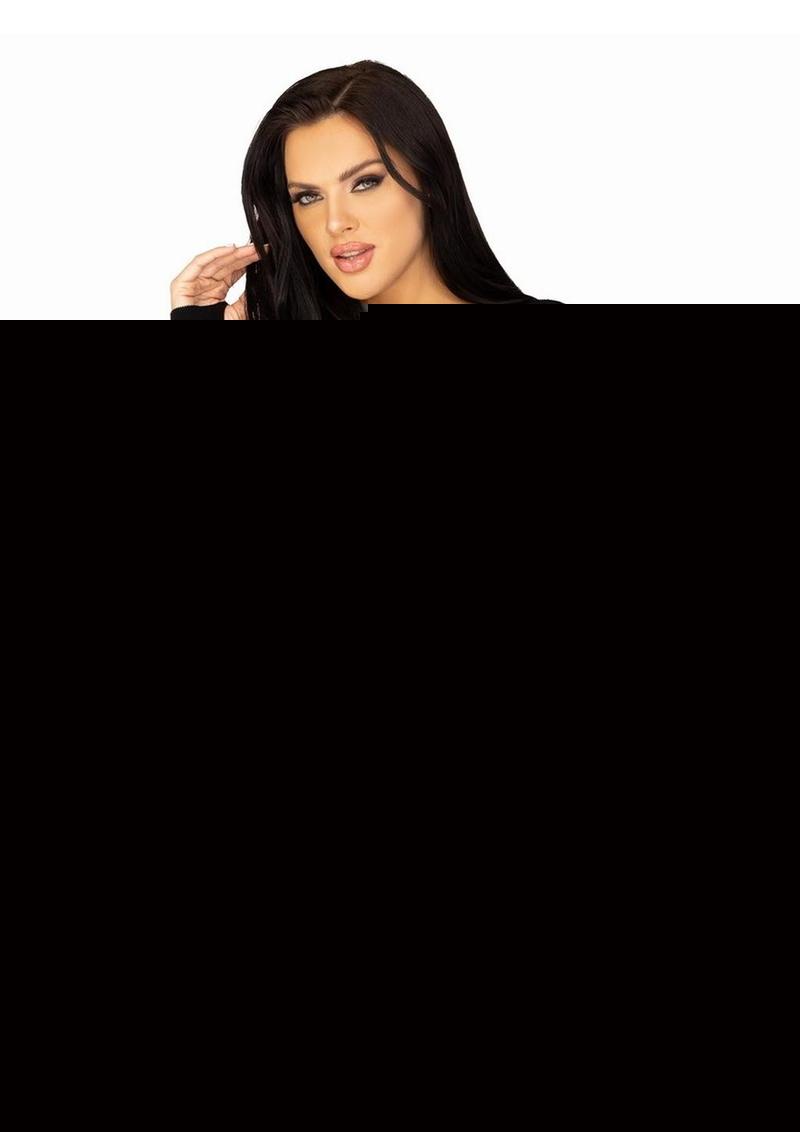 Leg Avenue Seamless Cut Out Long Sleeve Mini Dress with Faux Lace-Up Detail