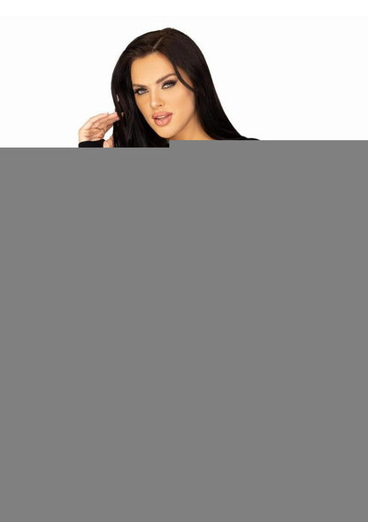 Leg Avenue Seamless Cut Out Long Sleeve Mini Dress with Faux Lace-Up Detail