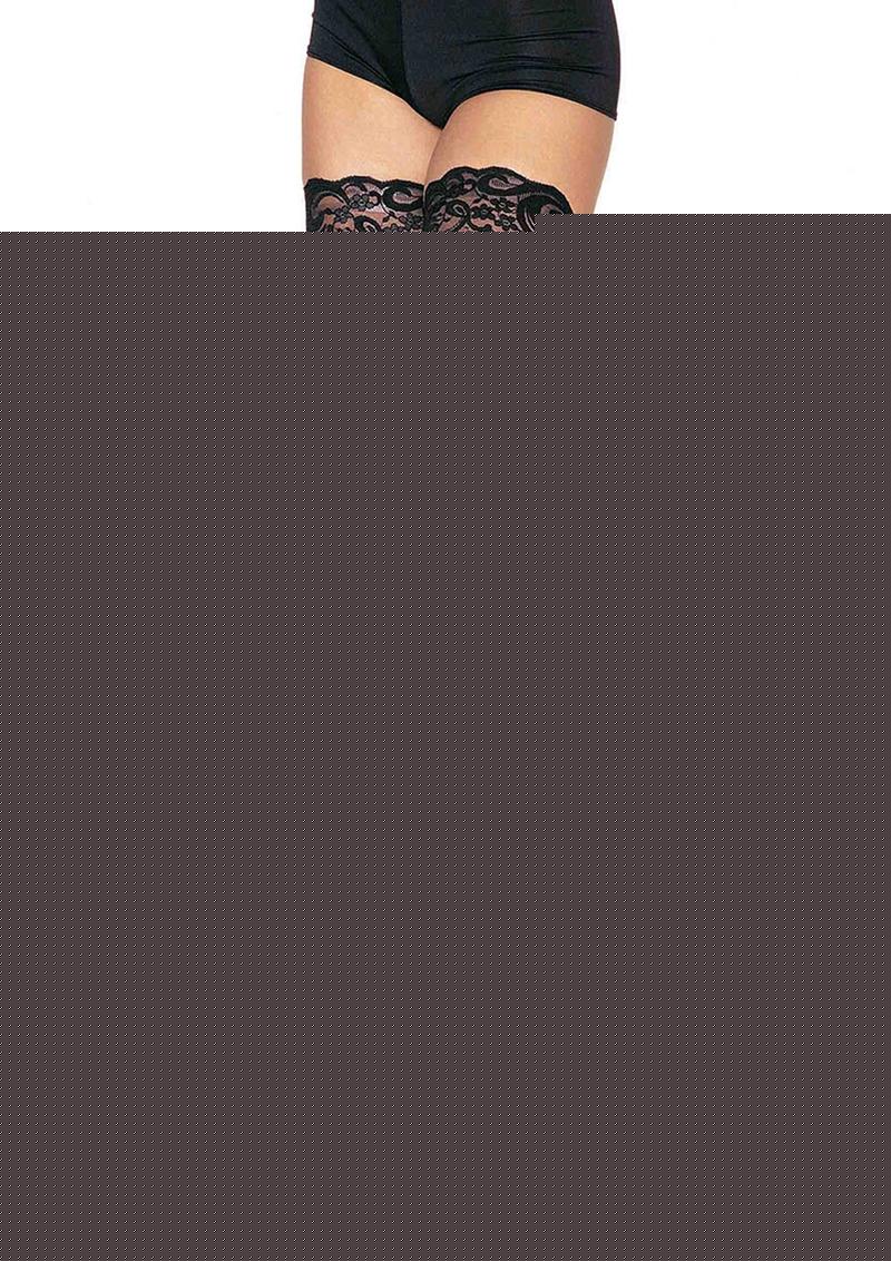Leg Avenue Industrial Fishnet Lace Top Thigh High - Black - One Size