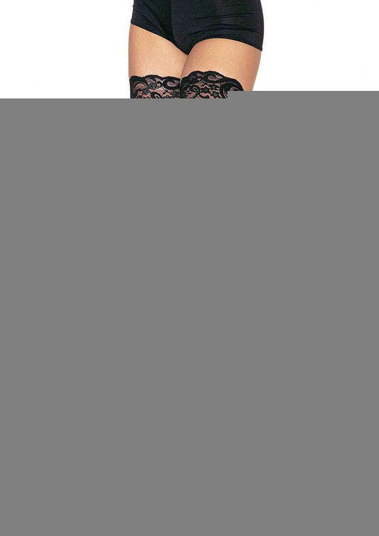 Leg Avenue Industrial Fishnet Lace Top Thigh High - Black - One Size