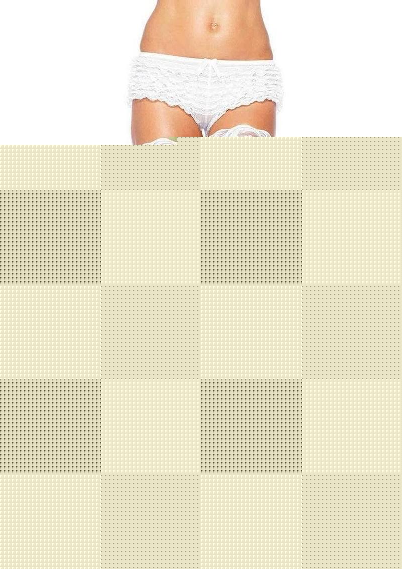 Leg Avenue Spandex Industrial Net Thigh Highs with Stay Up Silicone Lace Top - White - One Size