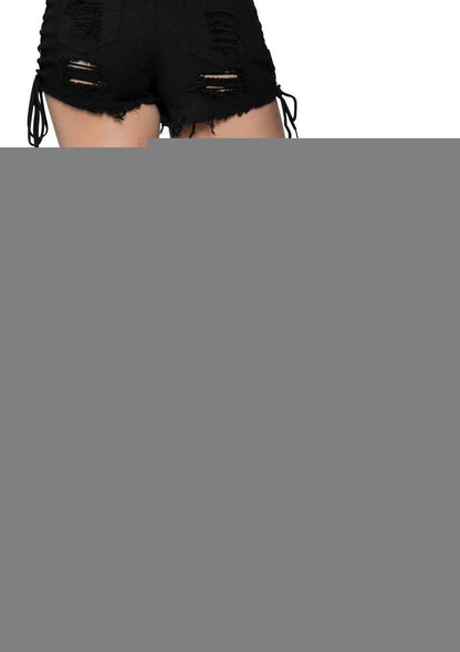 Leg Avenue Stiched Up Fishnet Thigh High - Black - One Size