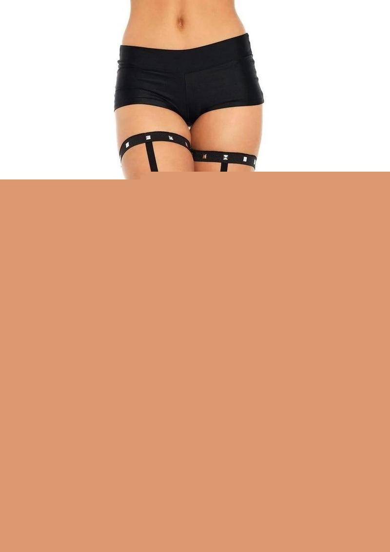 Leg Avenue Studded Elastic Garter Suspender - Black - One Size
