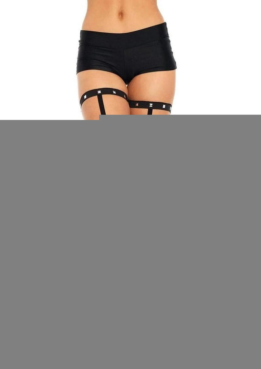 Leg Avenue Studded Elastic Garter Suspender - Black - One Size