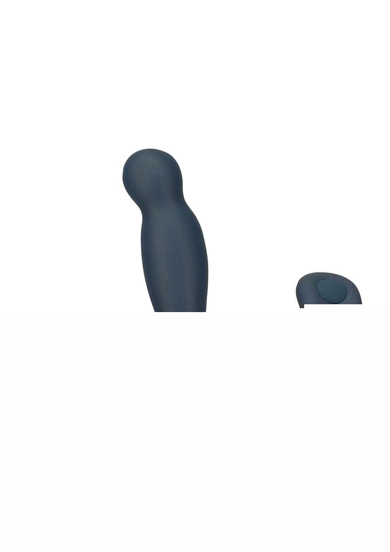 Lux Active Revolve Silicone Rechargeable Rotating and Vibrating Anal Massager with Remote Control - Blue/Navy