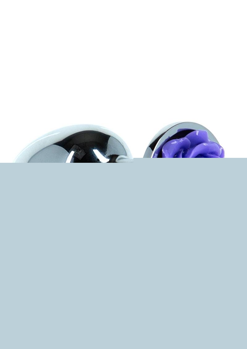 Lux Active Rose Anal Plug - Purple/Silver - 3in