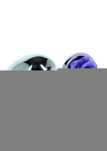 Lux Active Rose Anal Plug - Purple/Silver - 3in