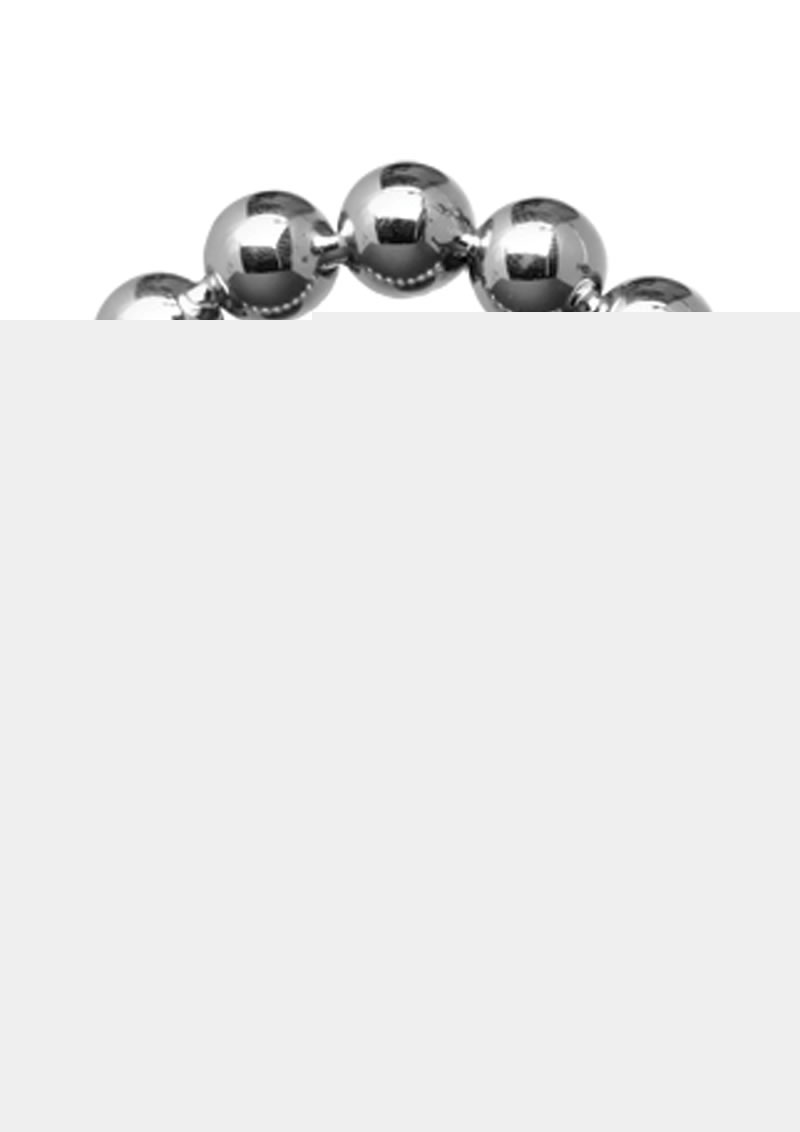Master Series Meridian Stainless Steel Beaded Cock Ring - Silver - 1.75in