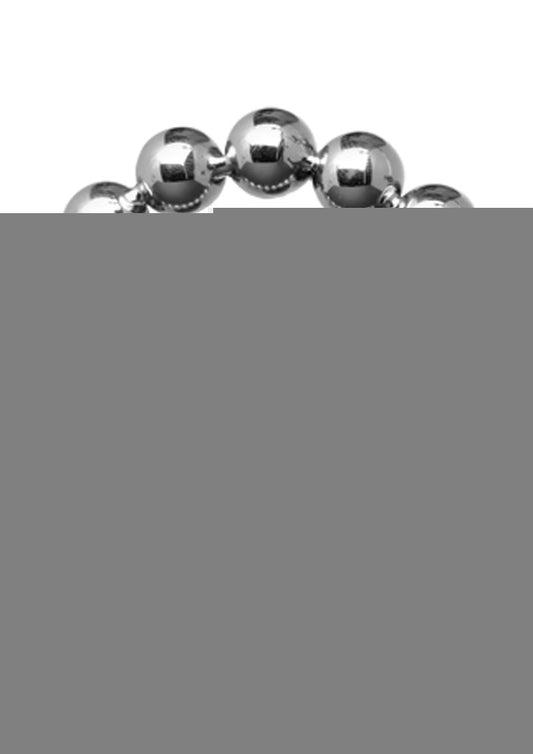 Master Series Meridian Stainless Steel Beaded Cock Ring - Silver - 1.75in