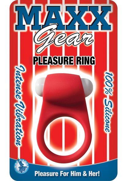 Maxx Gear Pleasure Ring Silicone Vibrating Cock Ring - Red