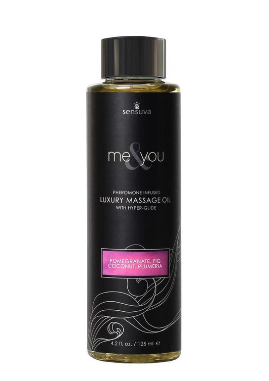 Me and You Pheromone Infused Luxury Massage Oil Pomegranate Fig Coconut Plumeria - 4.2oz