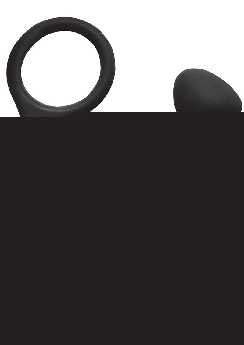 My Cock Ring Silicone Cock Ring with Vibrating Ass Pleaser Butt Plug - Black