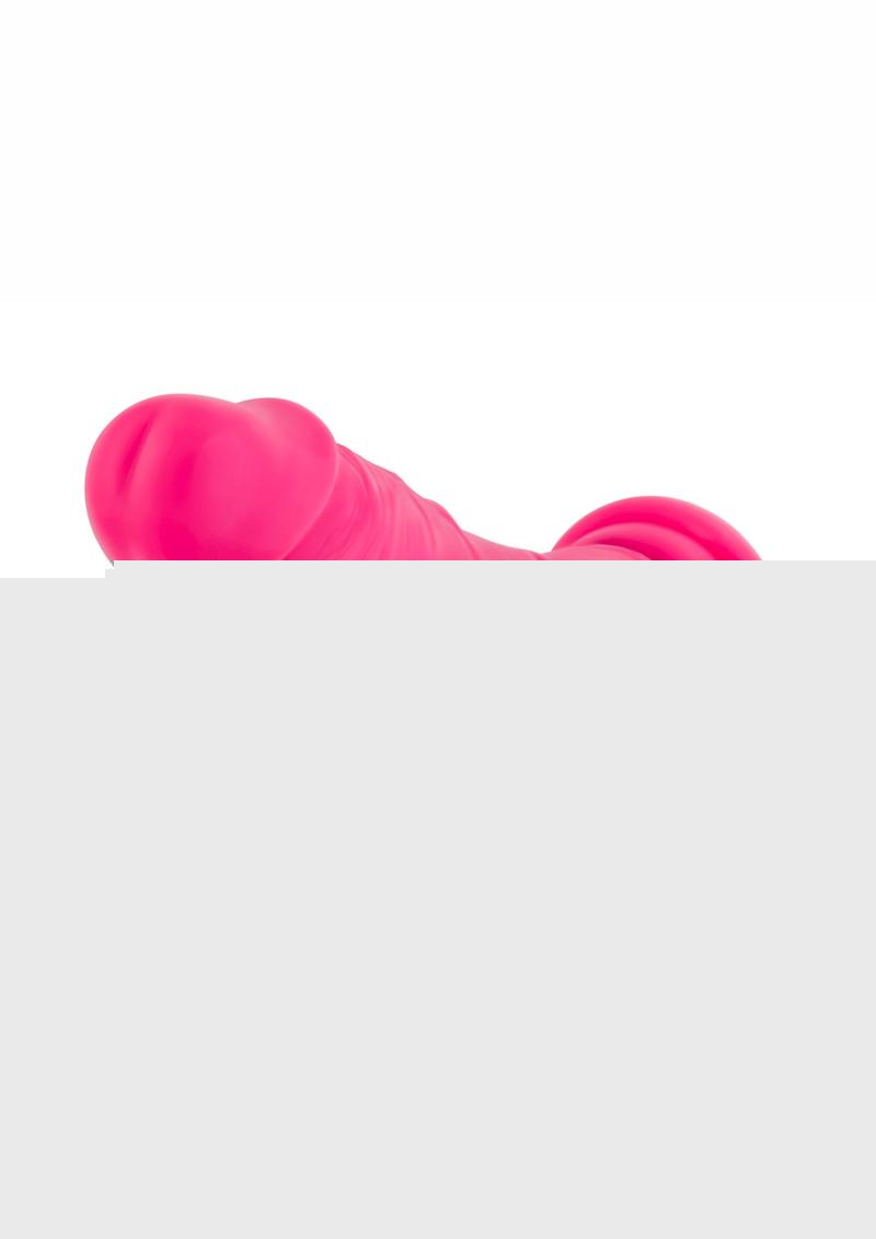 Neo Dual Density Dildo with Balls - Neon Pink/Pink - 7.5in