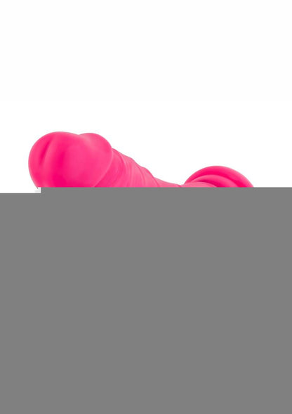 Neo Dual Density Dildo with Balls - Neon Pink/Pink - 7.5in