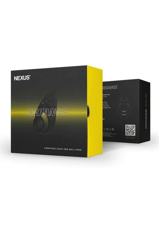 Nexus Enhance Rechargeable Silicone Vibrating Cock and Ball Ring - Black