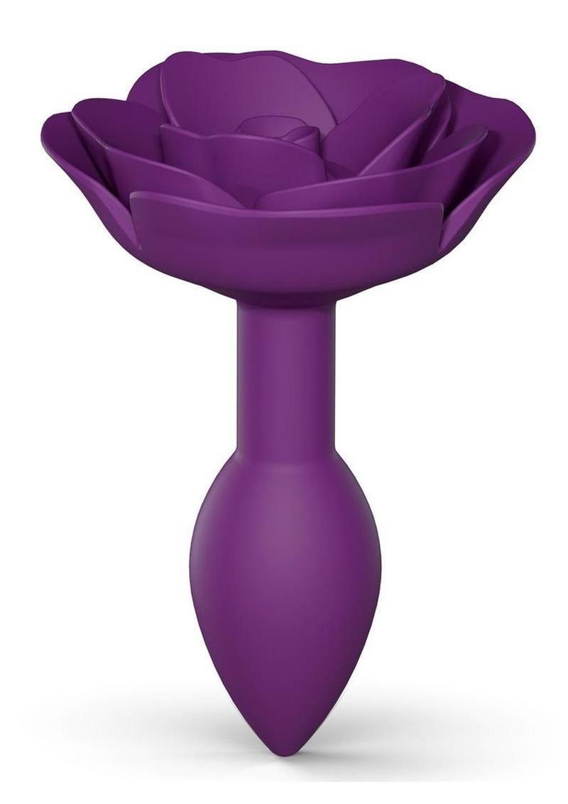Open Roses Silicone Anal Plug - Purple/Purple Rain - Small