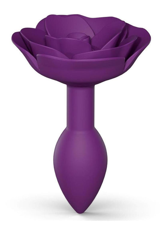 Open Roses Silicone Anal Plug - Purple/Purple Rain - Small