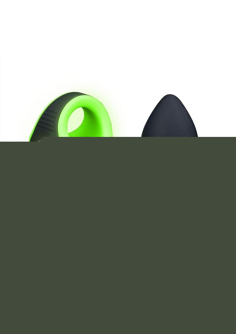 Ouch! Butt Plug with Cock Ring and Ball Strap Silicone - Glow In The Dark/Green