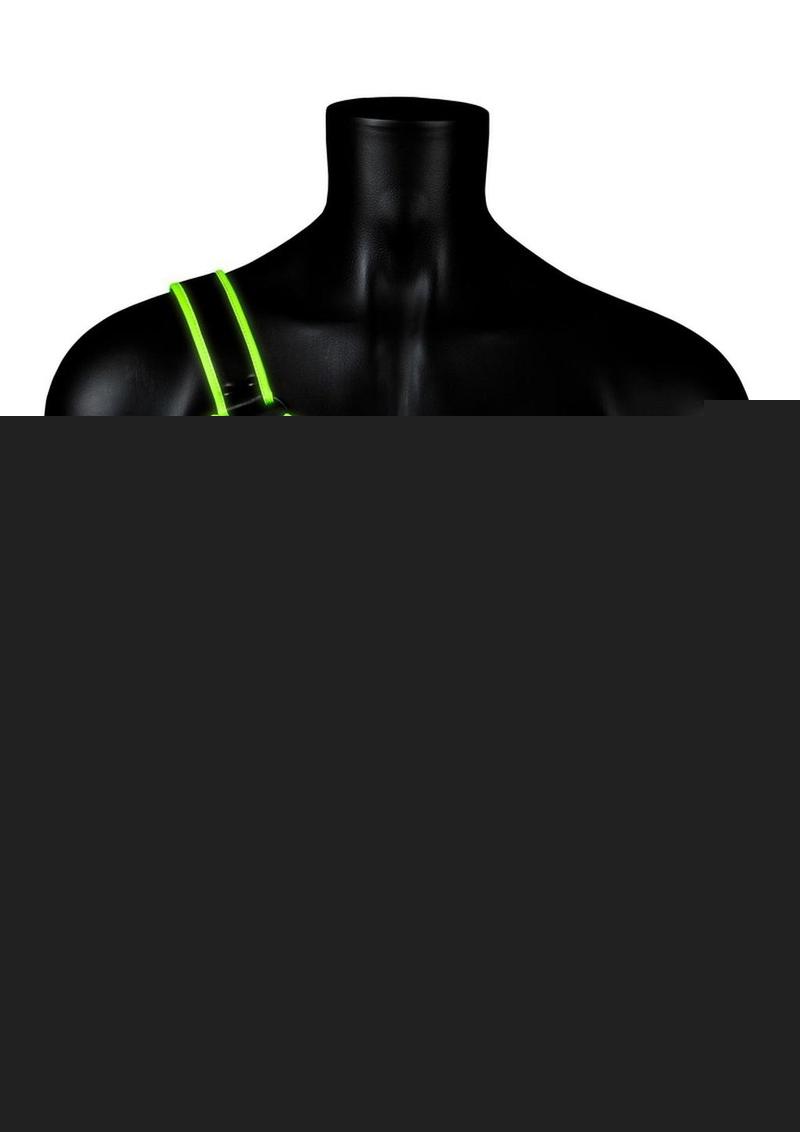 Ouch! Gladiator Harness - Black/Glow In The Dark/Green - Large/XLarge