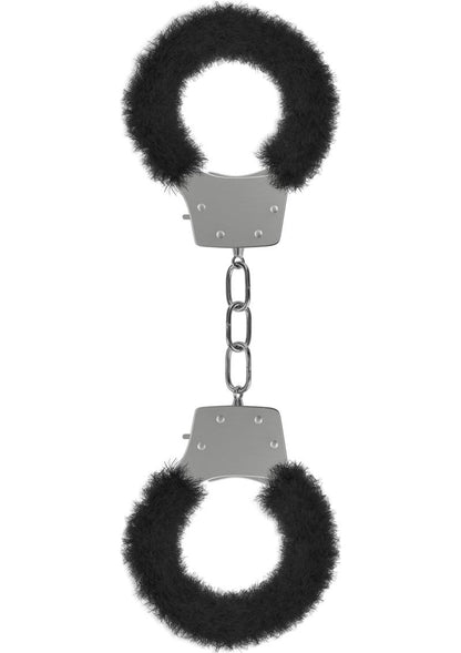 Ouch! Pleasure Furry Handcuffs - Black/Metal