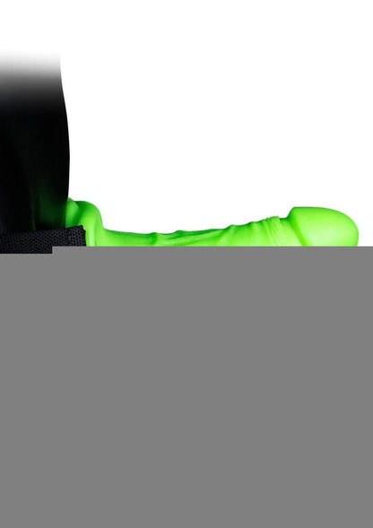 Ouch! Realistic Dildo Strap-On Harness - Black/Glow In The Dark/Green - 7in