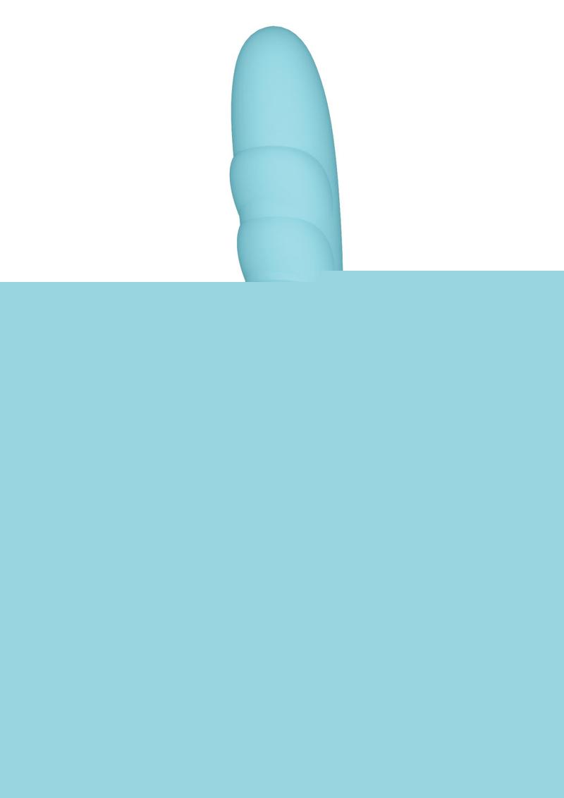 OVO Silkskyn Rechargeable Silicone Ribbed Vibrator - Blue/White