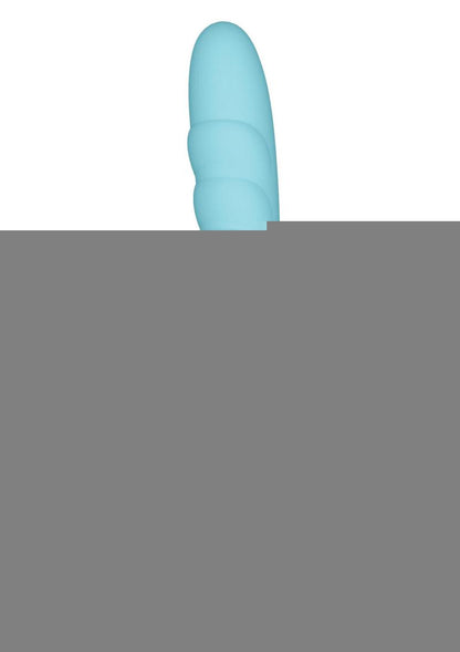 OVO Silkskyn Rechargeable Silicone Ribbed Vibrator - Blue/White