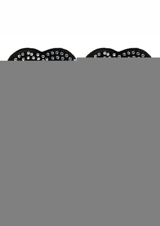 Peekaboo Satin with Stone and Tassel Pasties - Black/White