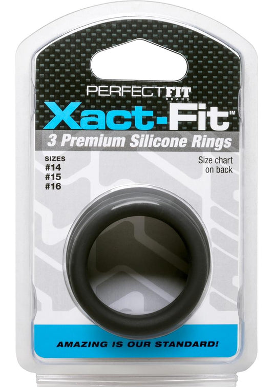 Perfect Fit Xact-Fit Silicone Ring Kit - Black - Medium/Small - 3 Pack