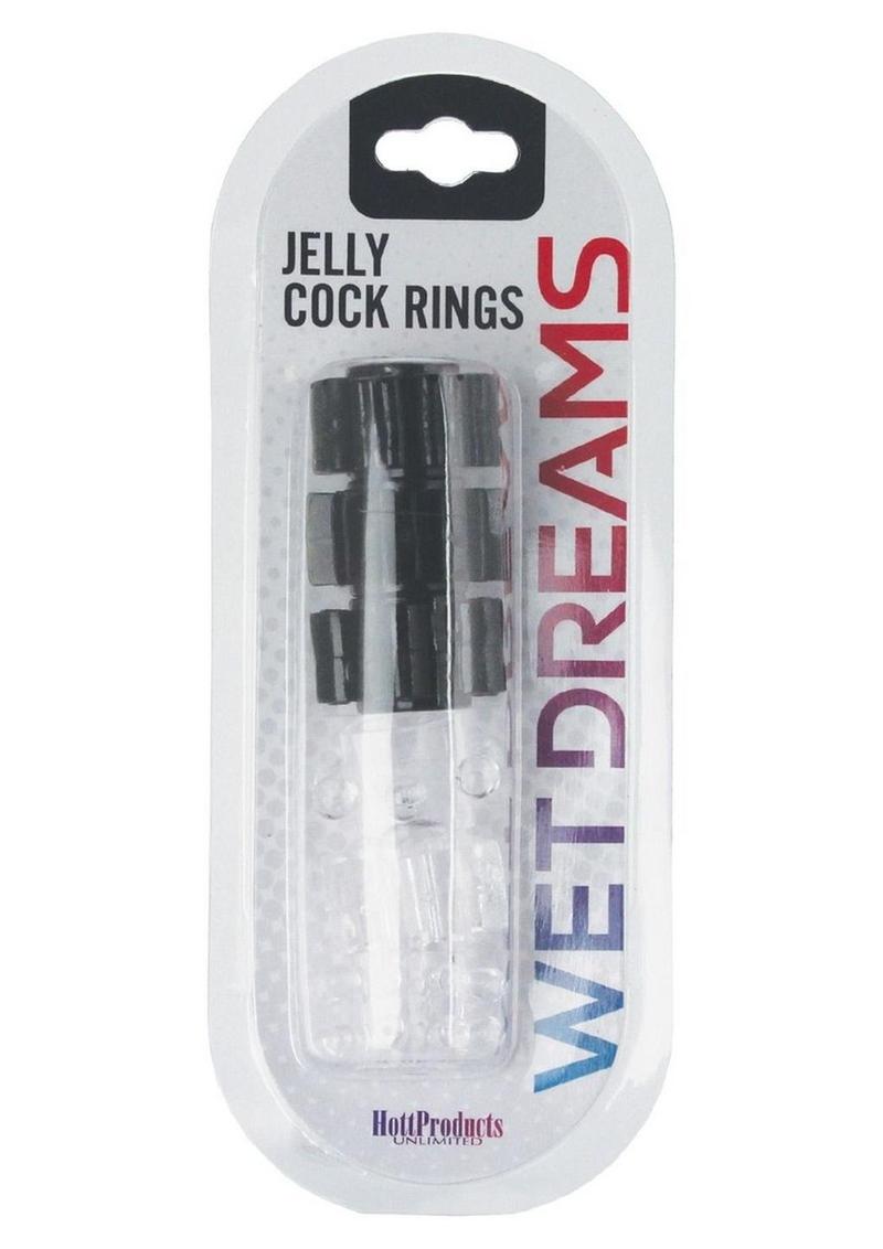 Hung Pleasure Stars Jelly Cock Rings - Black/Clear - 6 Per Pack